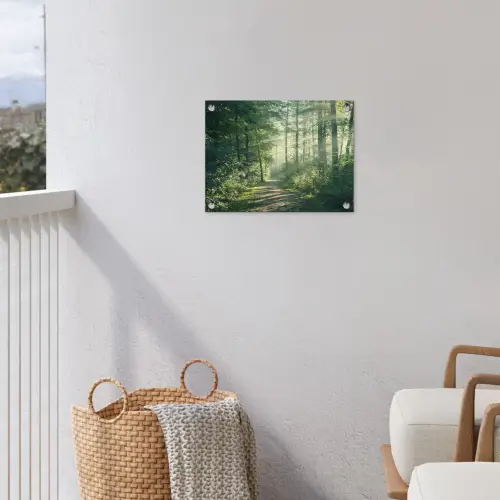 Bos - Pad - Zon - Bomen - Groen - Natuur tuinposter los doek klein -sfeer8