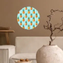 Ananas - Strepen - Groen Wandcirkel behangsticker klein 186 -sfeer1