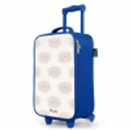 Vrolijke wolkjes met gezichtjes op crèmekleurige achtergrond Kinderkoffer - Blauw klein -productfoto_schuin