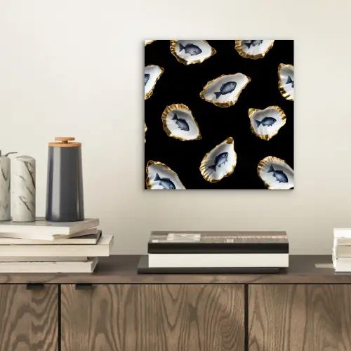 Oesters - Vissen - Blauw - Goud aluminium wit klein -sfeer1