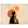 Katten - Zwart - Abstract - Cirkels tuinposter los doek klein -3d