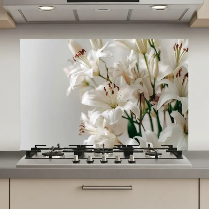 Lelies - Boekte - Wit - Meeldraden keuken achterwand spatscherm klein -3d_website
