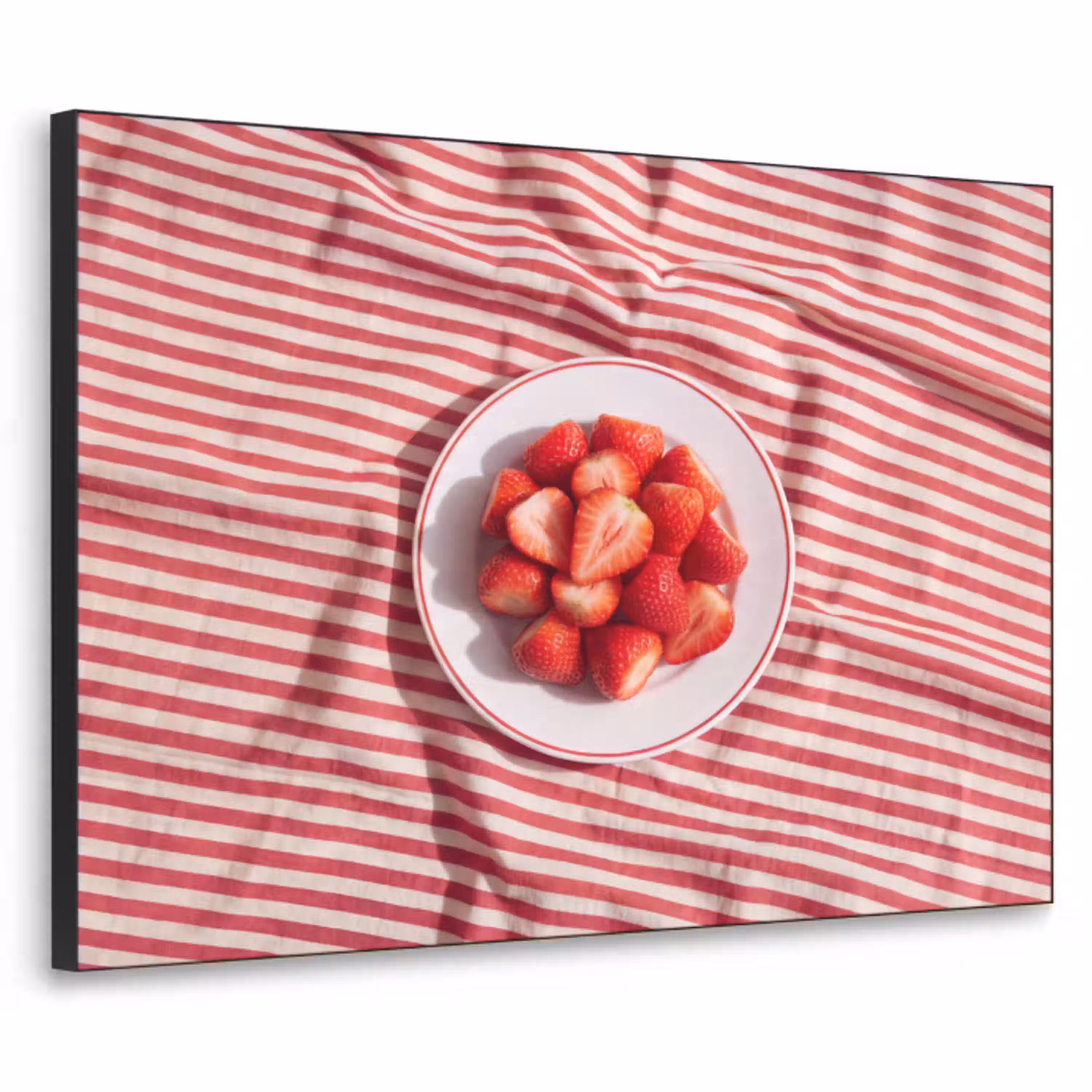 Eten - Aardbeien - Fruit - Zomer - Rood Textielframe zwart klein -3d