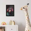 Graffiti - Chimpansee - Koptelefoon - Aap fotolijst zwart zonder passe partout klein -usfeer4_kinderkamer
