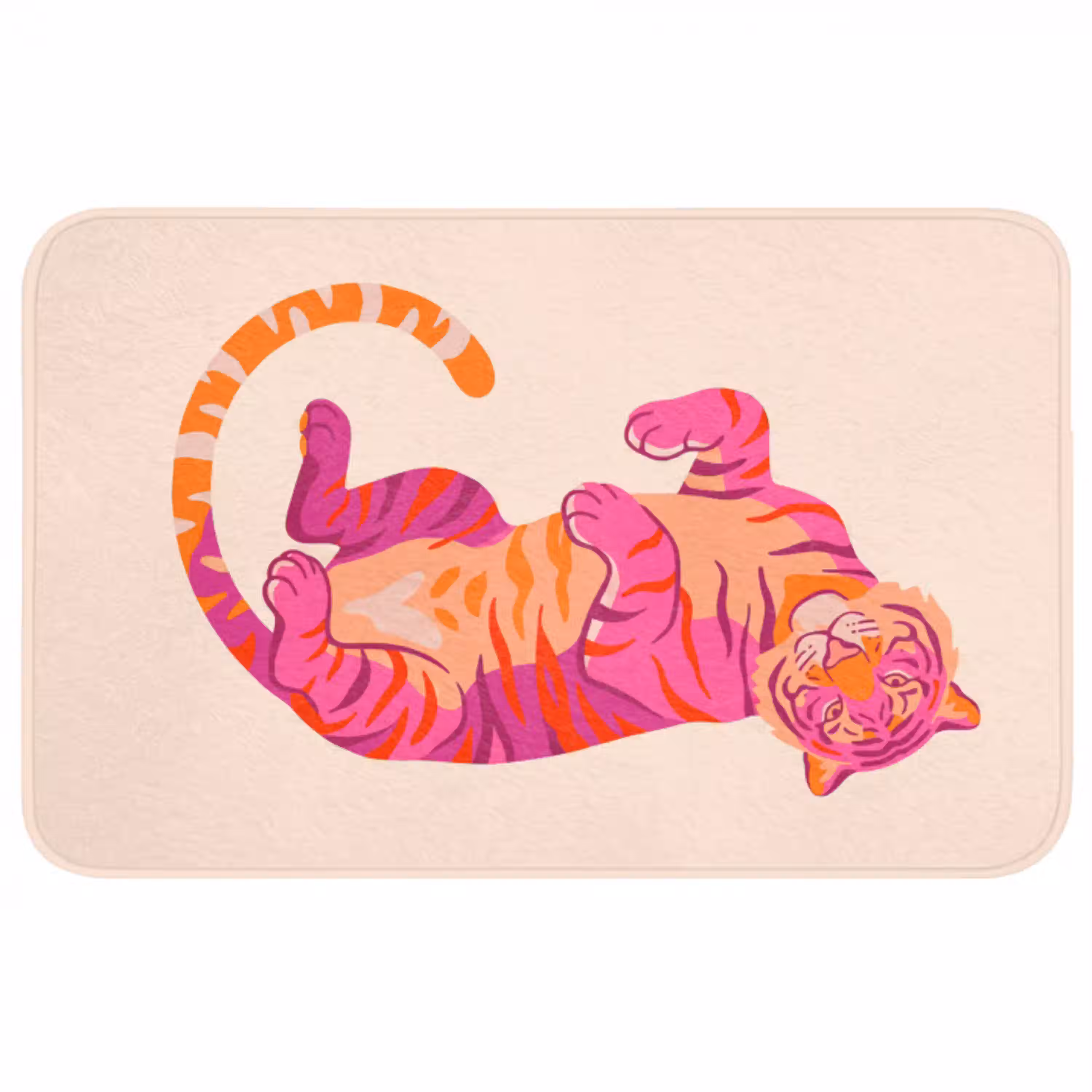 Tijger - Roze - Oranje WCmat middel -3d