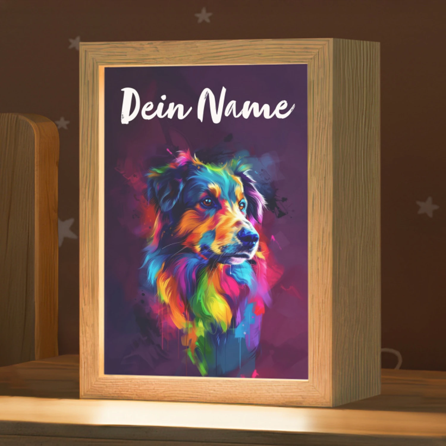 Hond - Kleurrijk - Dier - Dierenhoofd Light Box met kabel (Kinderlampje) klein -zzz_3d_website