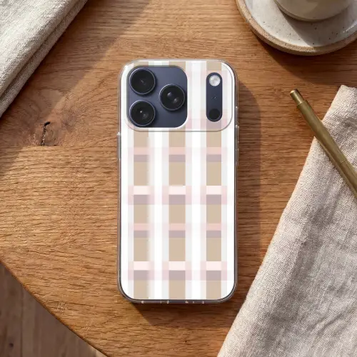 Ruitpatroon - Aardetinten - Minimalistisch Telefoonhoesje iPhone 17 Pro klein 878 -sfeer1