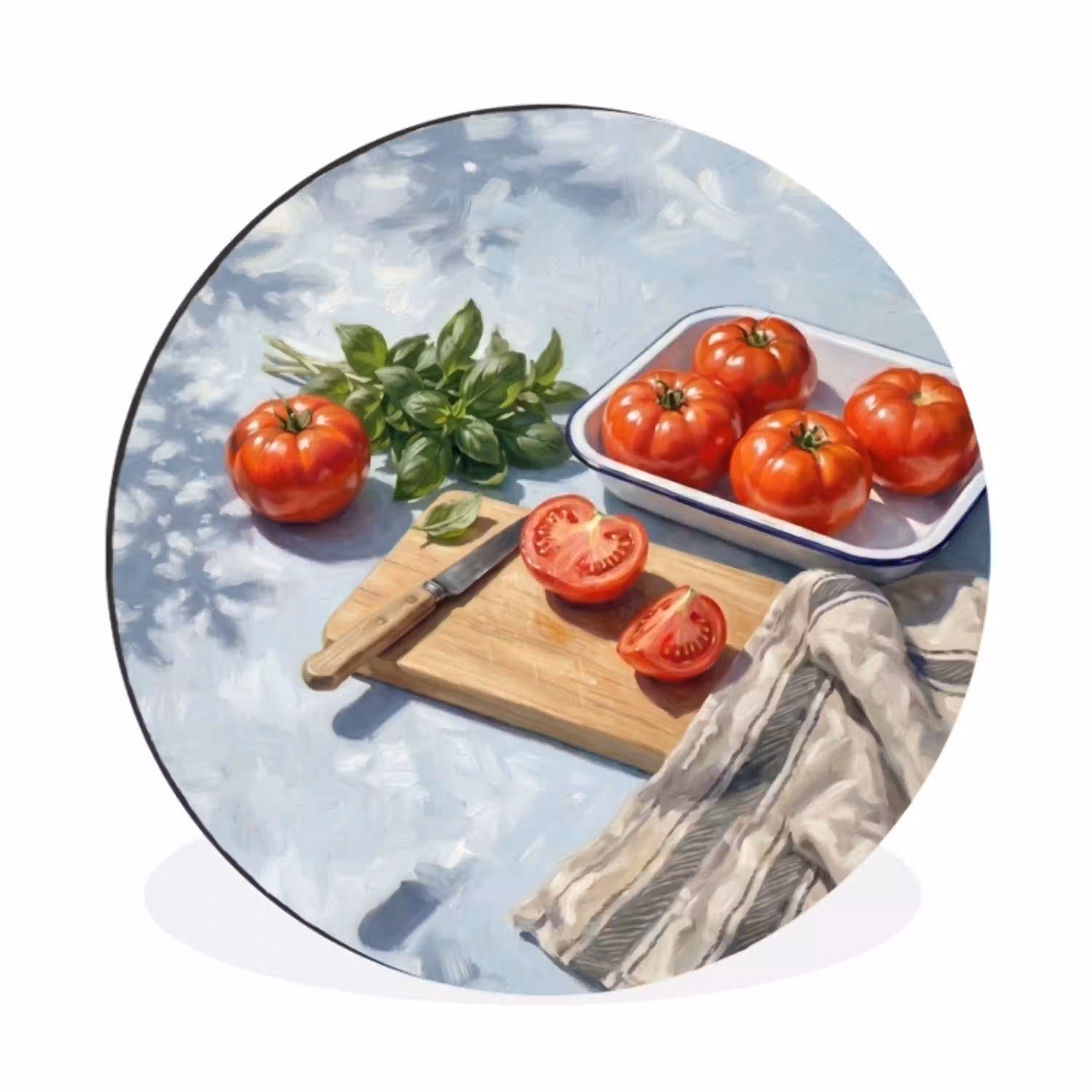 Eten - Keuken - Ingrediënten - Stillleven - Rood Wandcirkel aluminium klein -3d