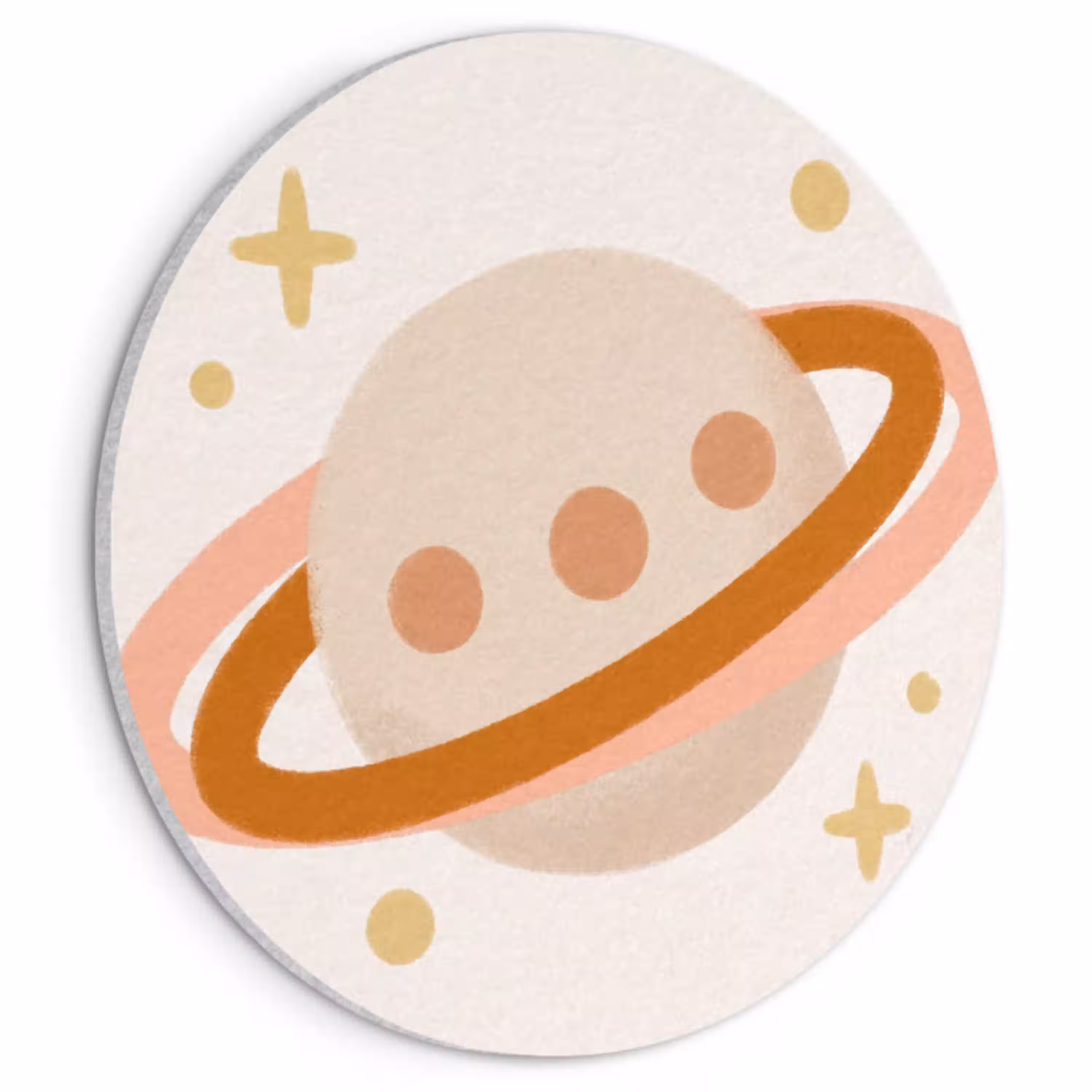 Planeet - Ringen - Ruimte - Illustratie - Beige Akoestische PET Vilt - Rond klein -3d