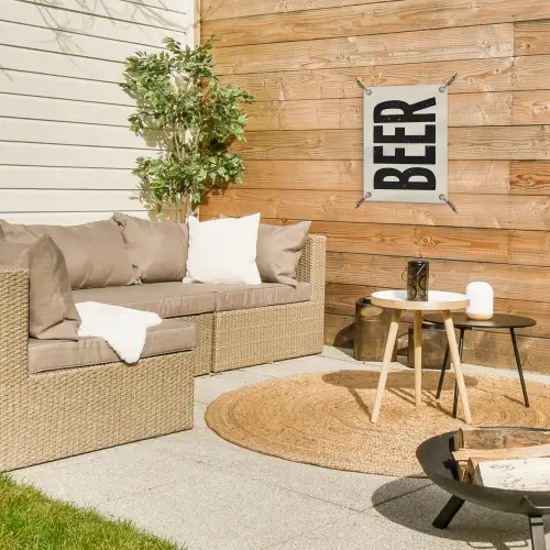 Beer - Vintage - Zwart - Beige tuinposter los doek klein -sfeer4