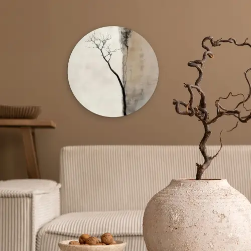 Wabi sabi - Plant - Beige Wandcirkel kunststof plaat 5mm dik klein -sfeer1