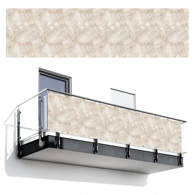 Balkonsichtschutz - Hellbeige - goldbraune Adern - Marmor