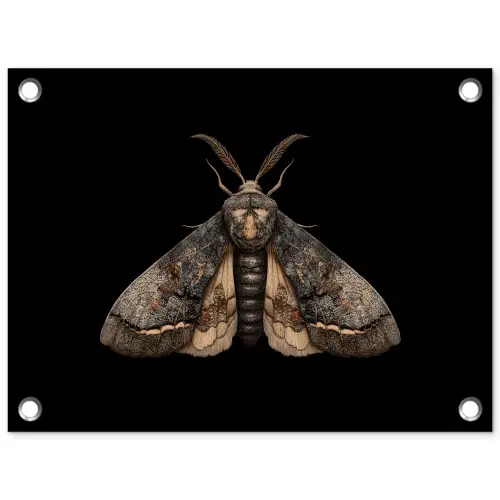 Mot - Bladachtig - Grijs tuinposter los doek klein -3d