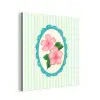 Bloemen - Ovaal - Strepen - Groen aluminium wit klein -3d