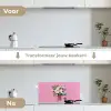 Bloemen - Quote - Kaartje - Kleurrijk keuken achterwand spatscherm klein -voor_na_NL