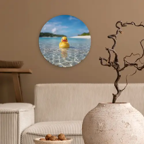 Tropisch - Badeend - geel Wandcirkel kunststof plaat 5mm dik klein -sfeer1