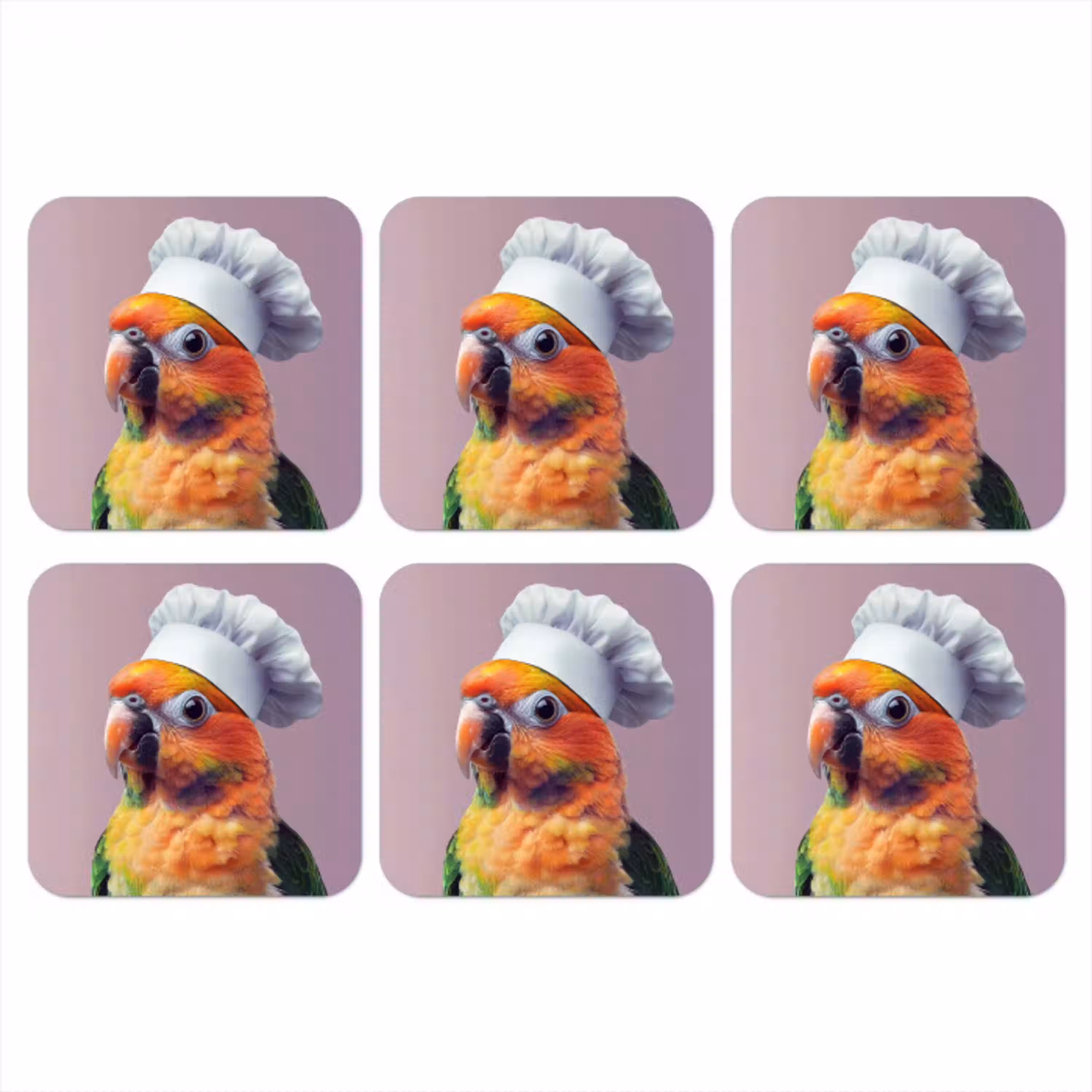 Papegaai - Koksmuts - Nieuwsgierig - Vogel onderzetter kurk middel -3d