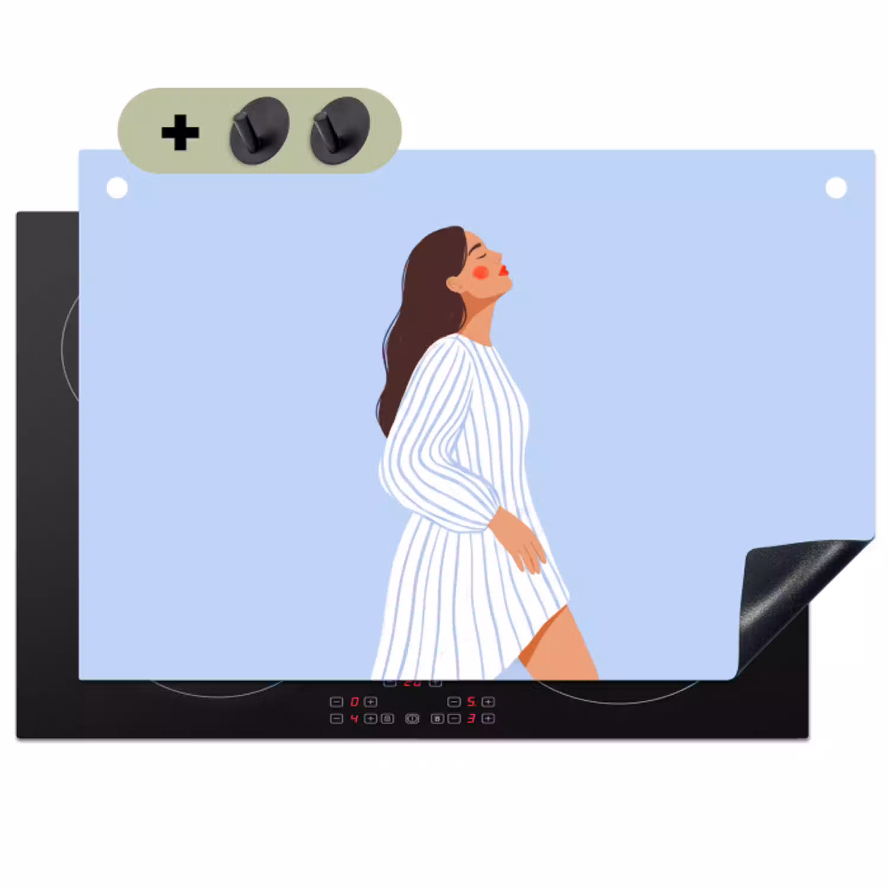 Vrouw - Profiel - Rust - Modern - Illustratie Inductie beschemer met haakjes klein -3d