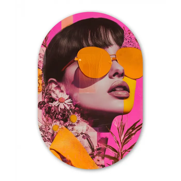 Zonnebril - Oranje - Vrouw - Planten Wandcirkel Ovaal Glas middel -3d