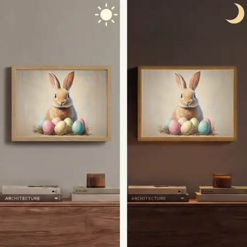 Paashaas - Pastel - Eieren Light Box met batterij (Wandlamp) middel -sfeer3