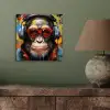 Chimpansee - Aap - dieren - Graffiti - Bril - Koptelefoon - Kleuren aluminium wit klein -sfeer2