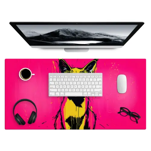 Kat - Art - Zonnebril - Roze Muismat XXL klein -3d