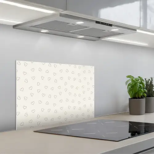 Valentijn - Hart - Wit - Zwart keuken achterwand spatscherm klein 900 -3d_schuin