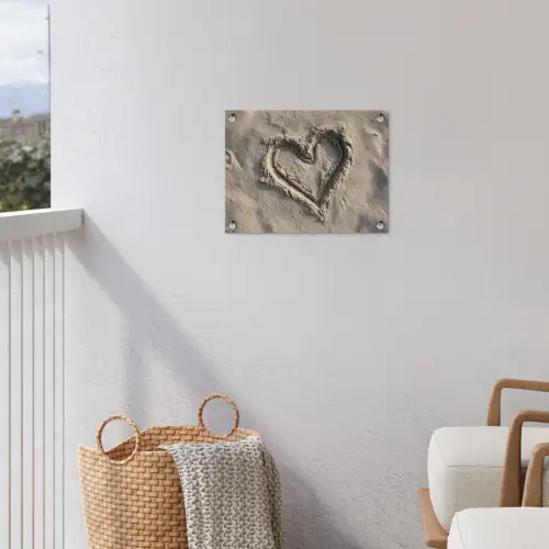 Hartvorm - Getekend - Beige - Zand tuinposter los doek klein -sfeer8