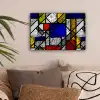 Mondriaan - Glas in lood - Oude Meesters - Kunstwerk - Abstract - Schilderij canvas 2cm klein -sfeer1