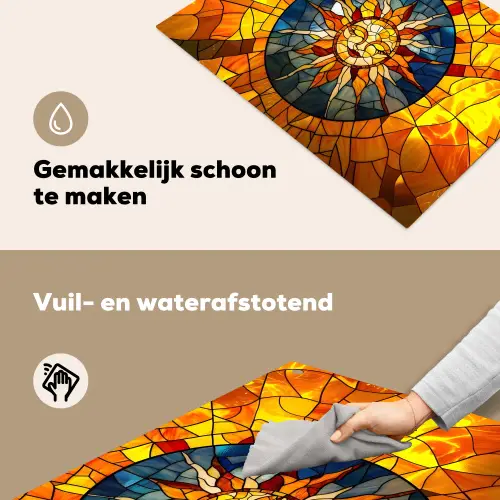Mozaïek - Zon - Geel - Cirkel Inductie beschemer met haakjes klein -ky-schoon-nl