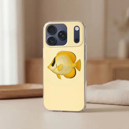 Ovaal - Vis - Geel - Schubben Telefoonhoesje iPhone 17 Pro klein -sfeer2