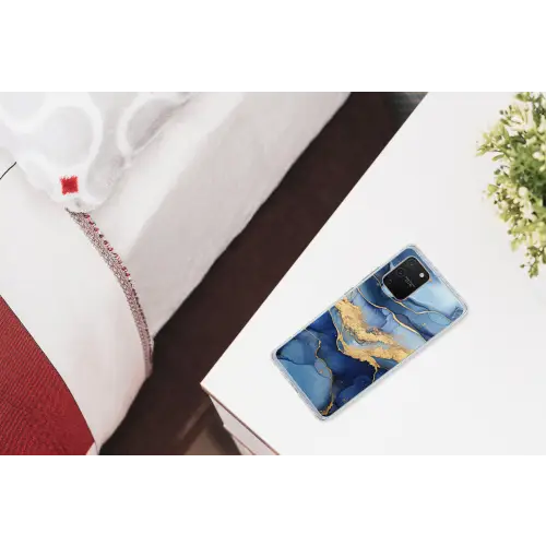 Marmer - Blauw - Goud - Abstract Telefoonhoesje Samsung Galaxy S10 Lite klein -kamerS10Lite