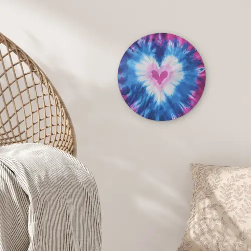 Hartvormig - Tie dye - Paars Akoestische PET Vilt - Rond klein -sfeer4