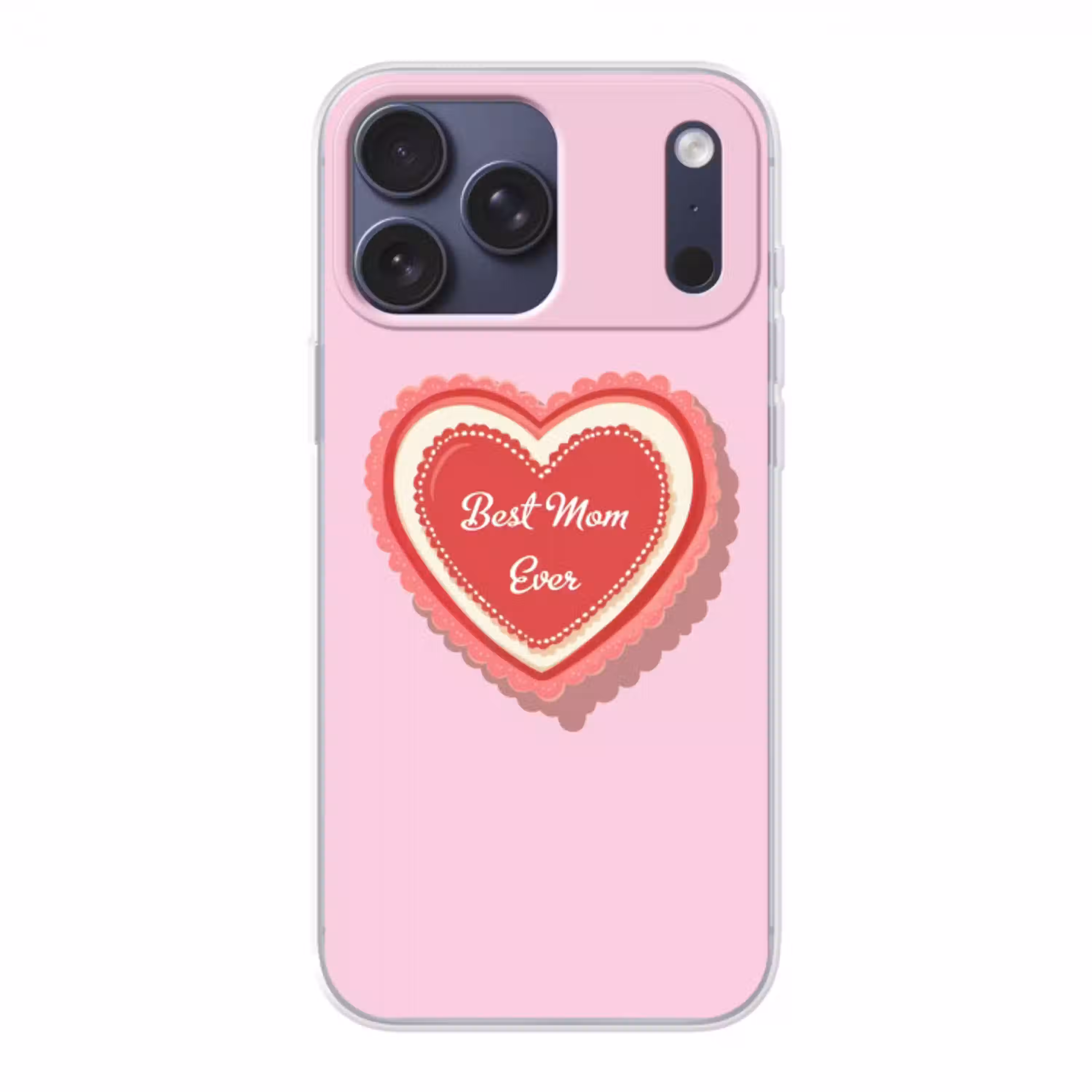Tekst - Hartje - Moeder - Roze Telefoonhoesje iPhone 17 Pro Max klein -3d