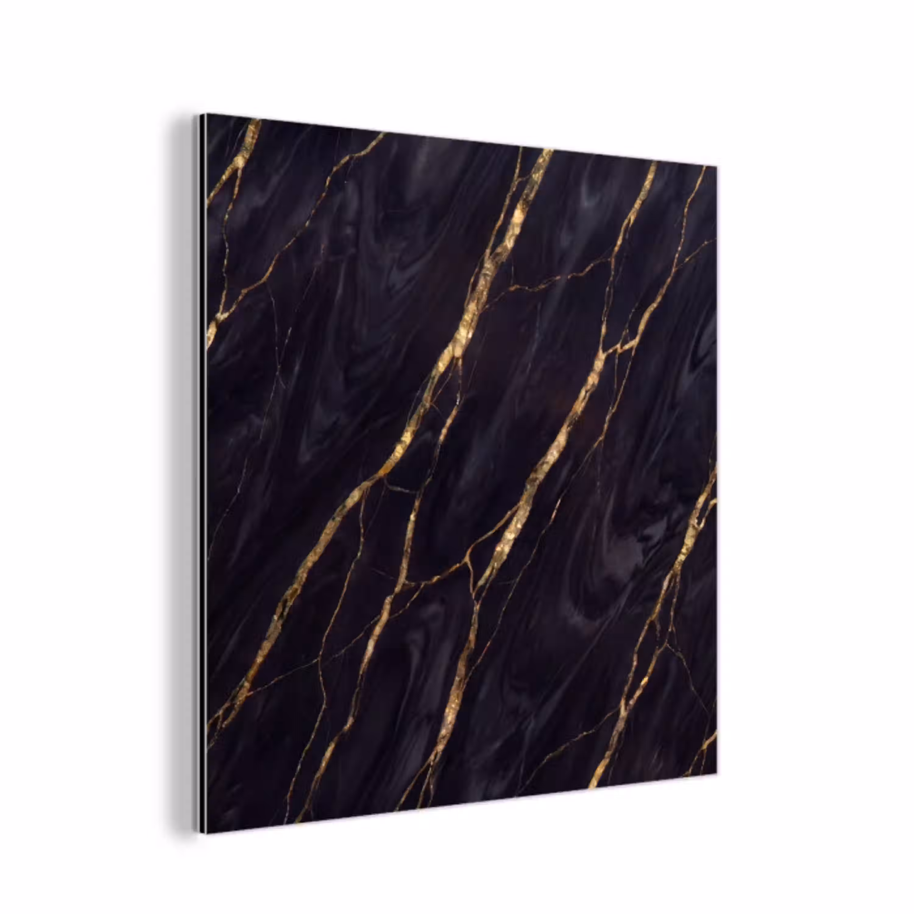 Marmer - Gouden aders - Abstract - Zwart aluminium wit klein -3d