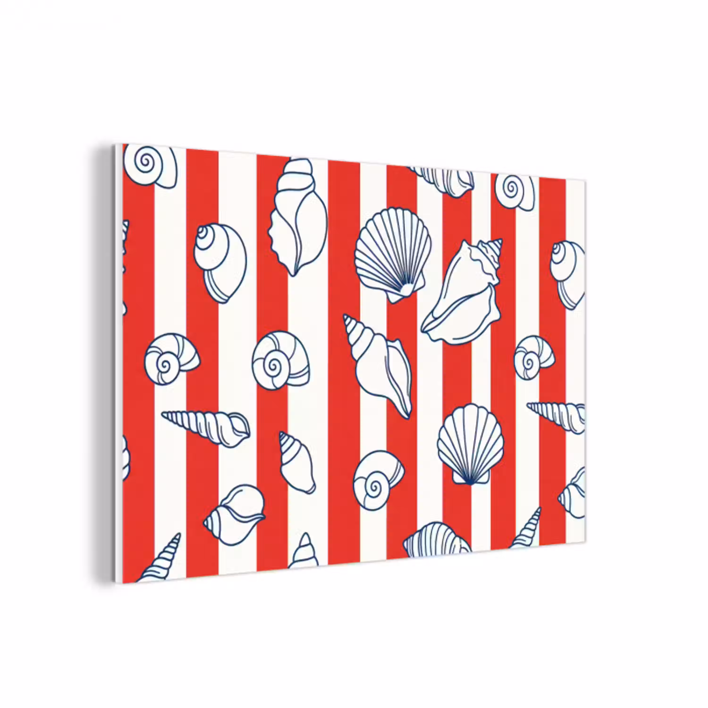 Schelp - Zeedieren - Zomer - Illustratie - Rood - Blauw forex 5mm xxl -3d