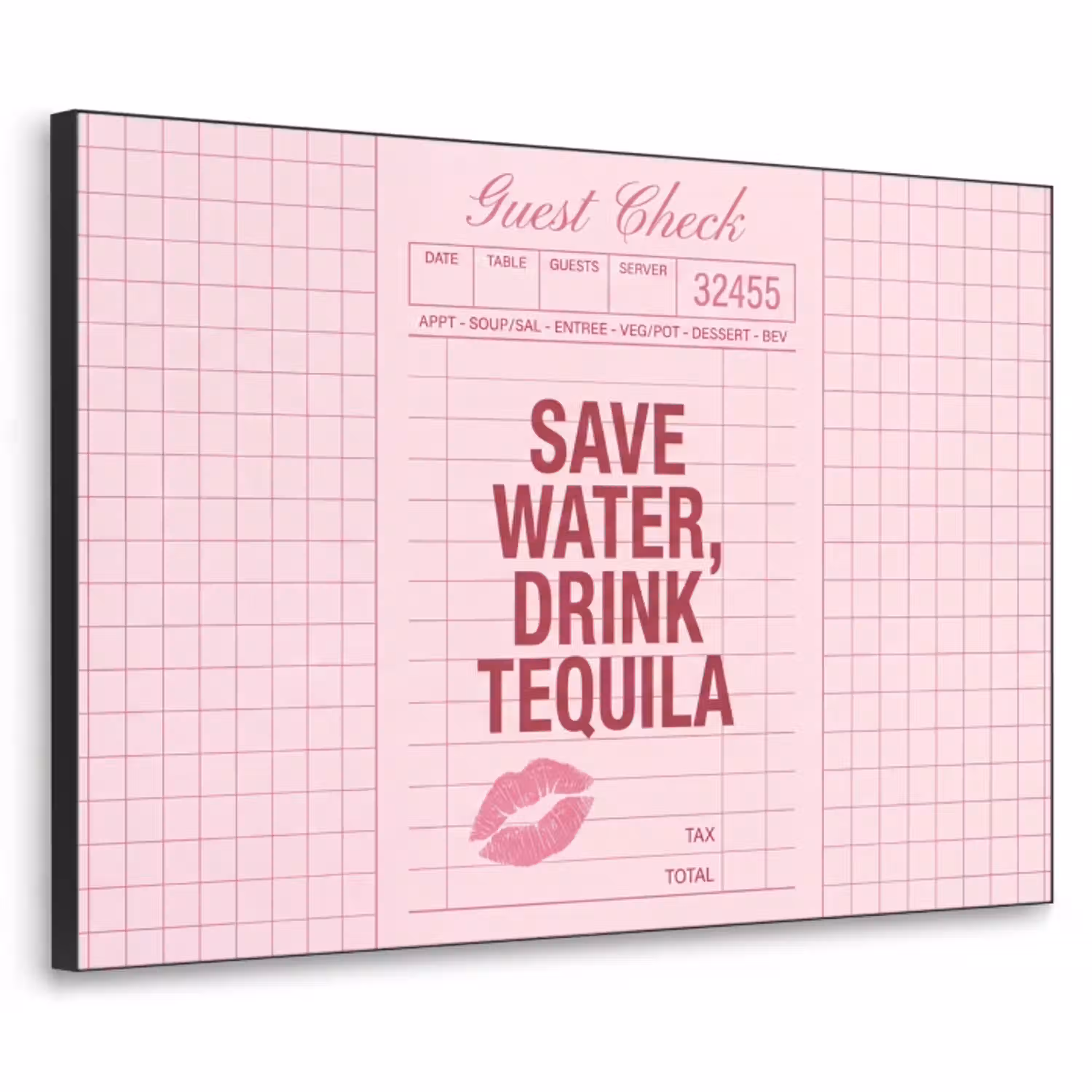 Humor - Drank - Tekst - Roze Textielframe zwart klein -3d