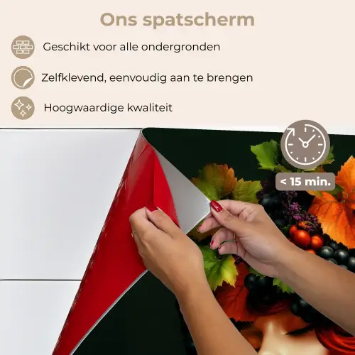 Vrouw - Rood - Groen - Druiven keuken achterwand spatscherm klein -spatscherm_NL