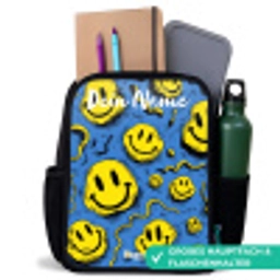 Smiley - Blauw - Geel Rugzak - Zwart middel -inhoud_DE