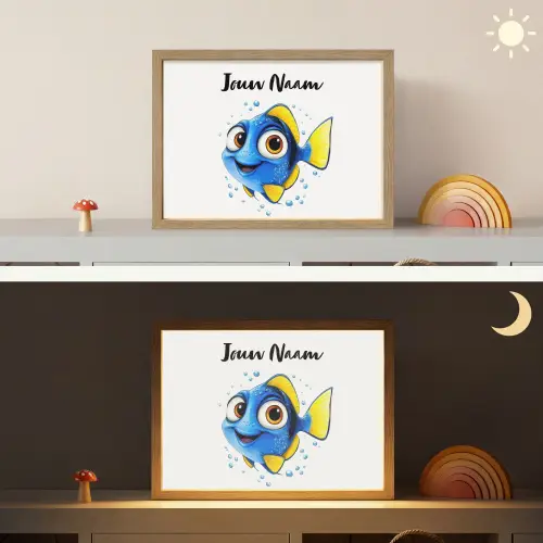 Doktersvis - Blauw - Vis - Spetters Light Box met batterij (Wandlamp kind) middel -sfeer3_kind