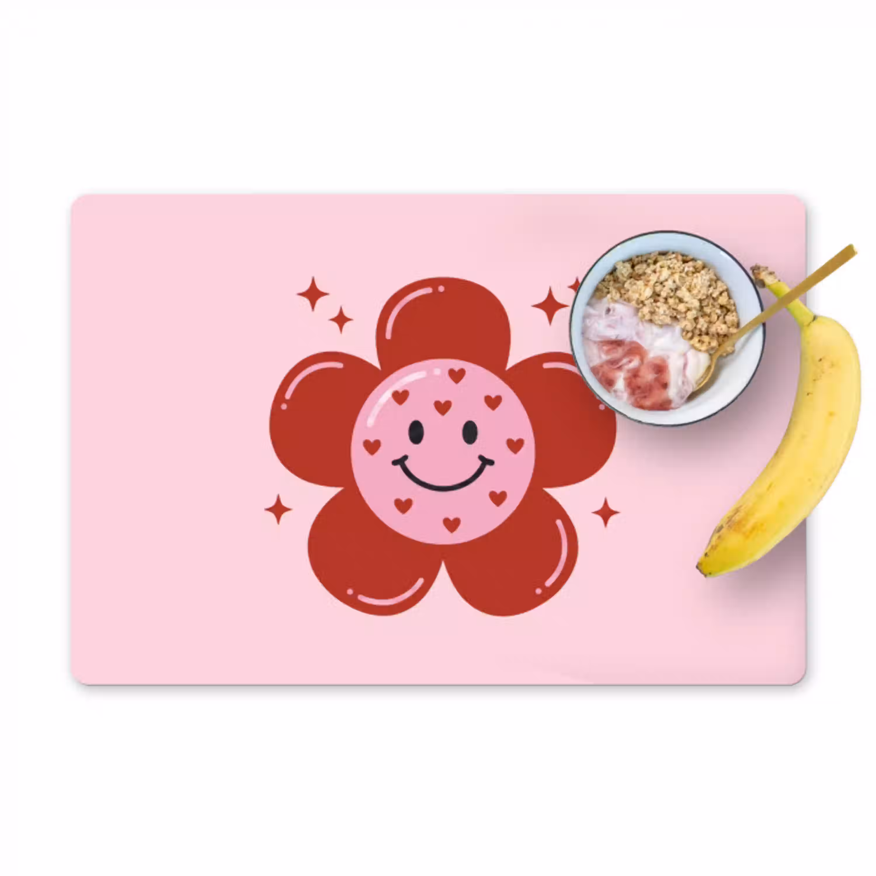Bloem - Roze - Hartjes Placemat vinyl groot -zzzproduct_Kitchenyeah-website