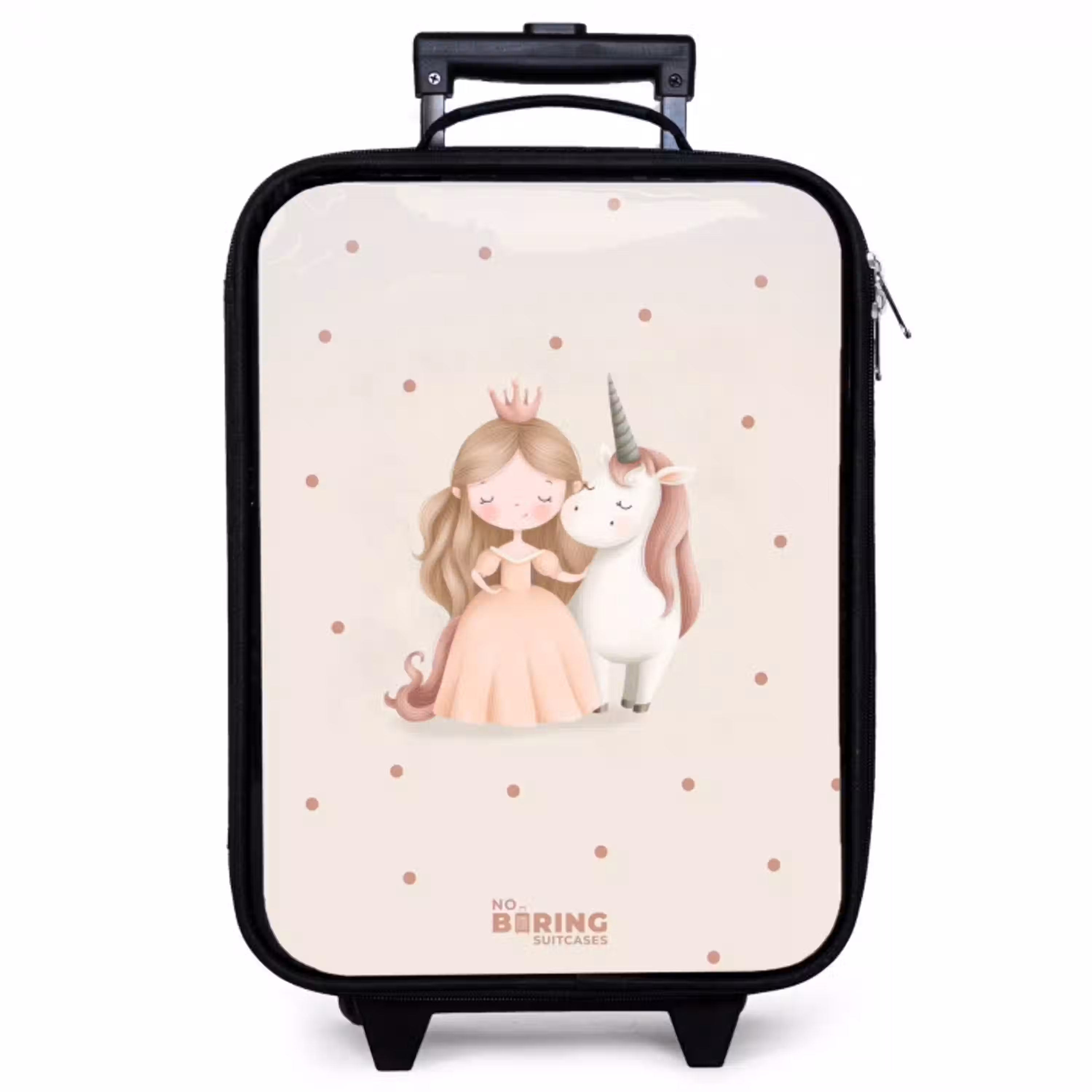 Prinses en een eenhoorn in pastel kleuren Kinderkoffer - Zwart klein -zzz_website3d