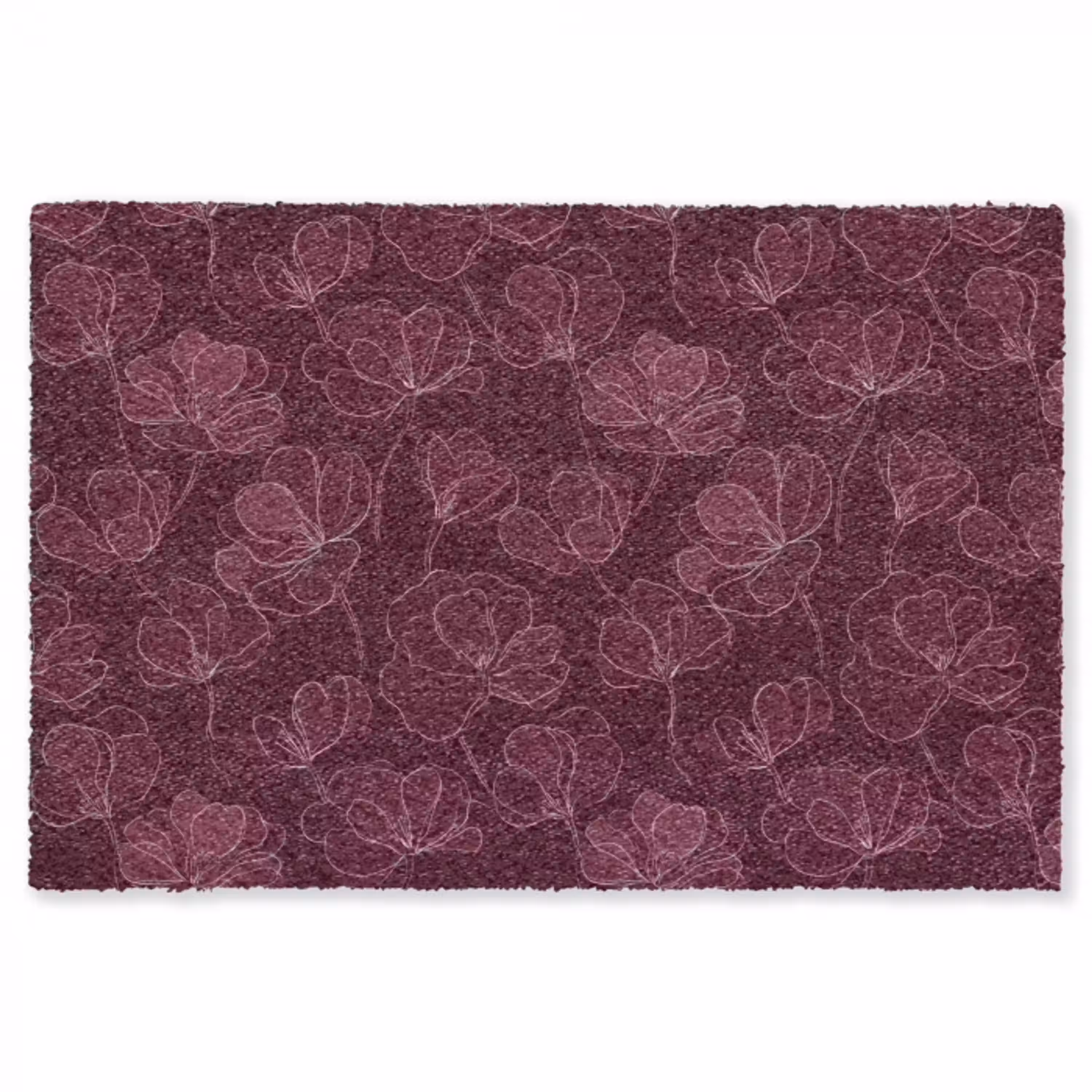Bloemen - Patroon - Bordeauxrood Vloerkleed Rechthoek klein 1091 -3d