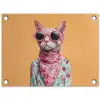 Zonnebril - Kat - Sjaal - Bloemen tuinposter los doek klein -3d