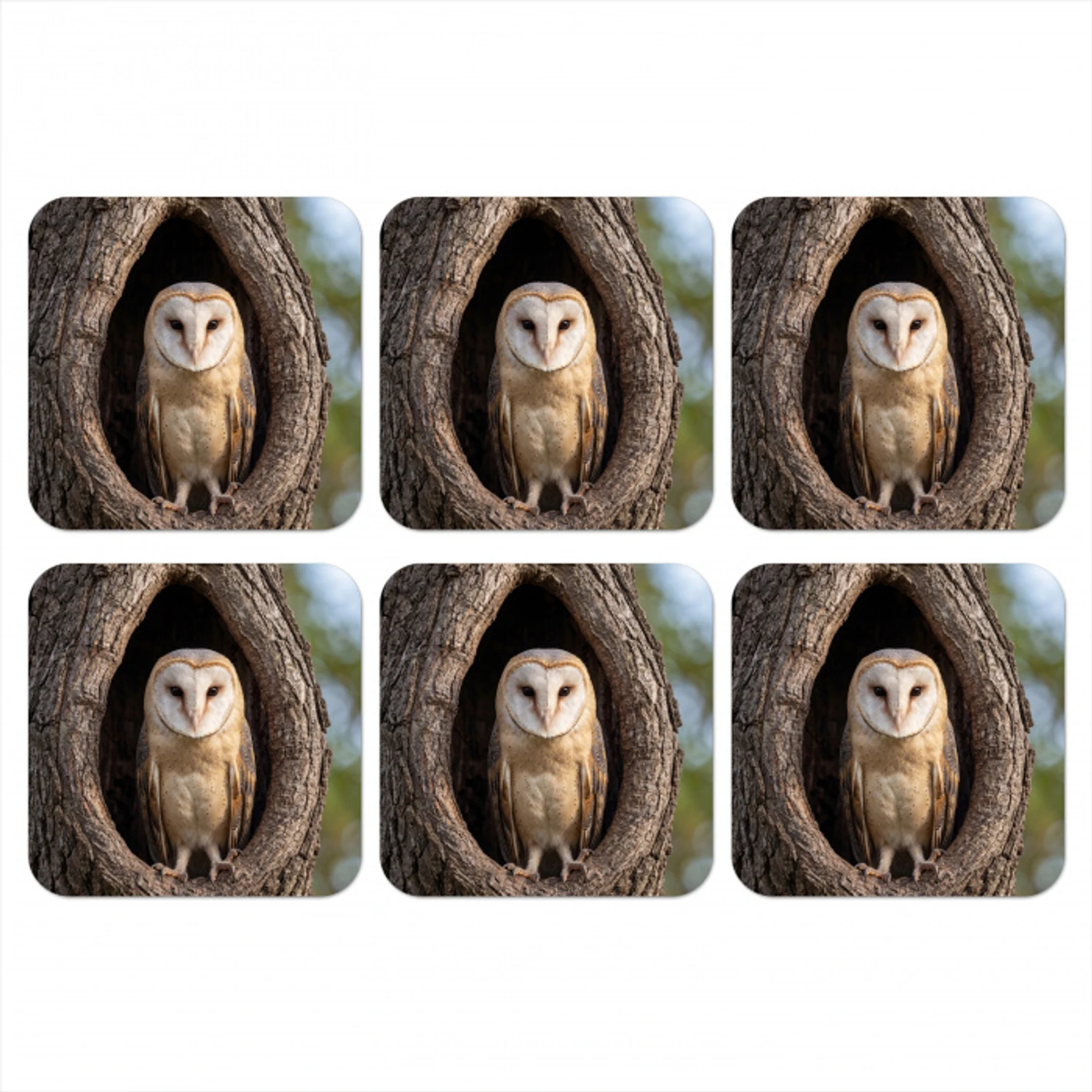 Kerkuil - Boom - Natuur - Bruin onderzetter kurk middel -3d