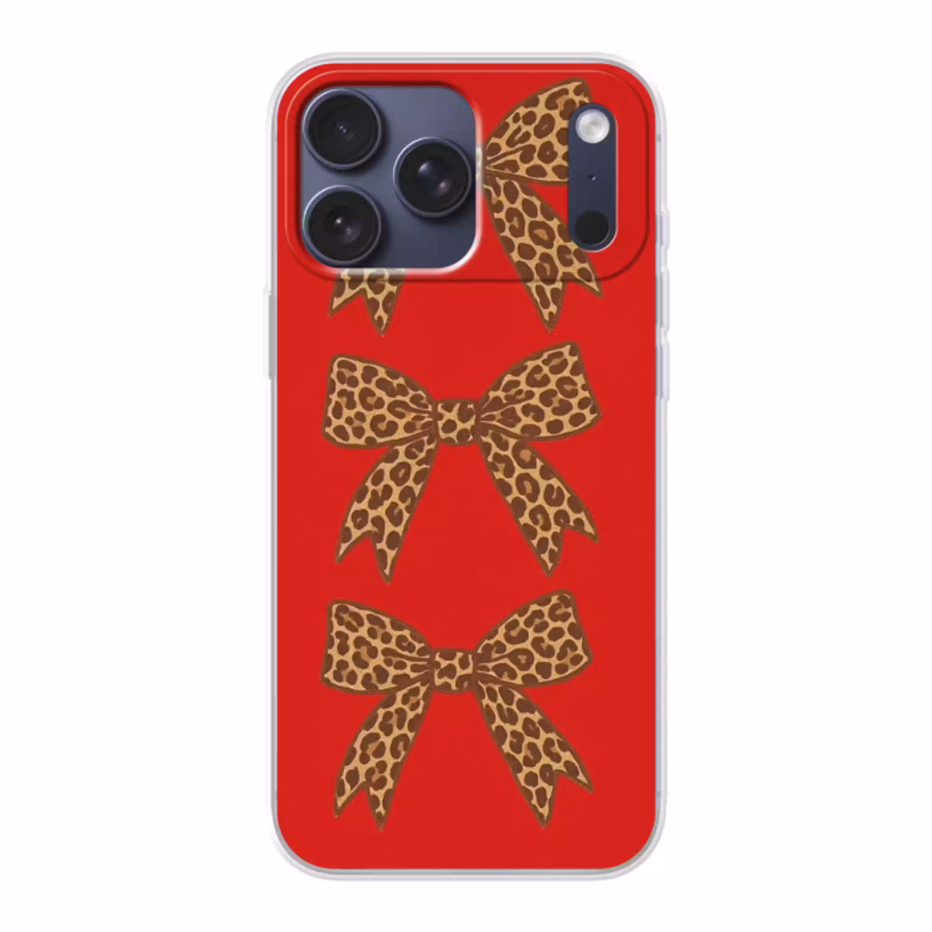 Strikken - Panterprint - Rood Telefoonhoesje iPhone 17 Pro Max klein -3d
