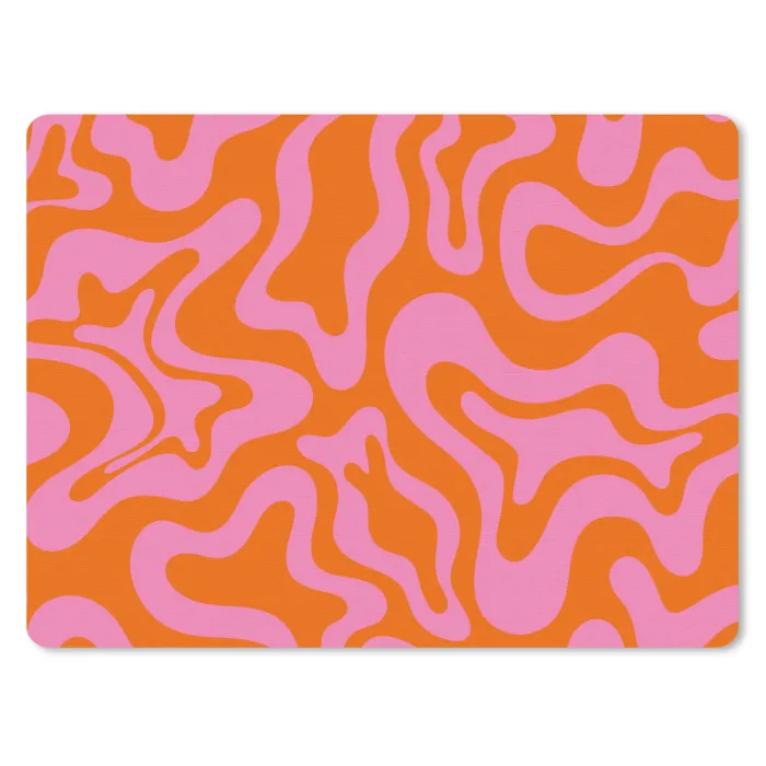 Patroon - Roze - Oranje - Abstract - Modern muismat rubber klein -3d