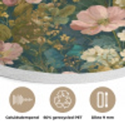 Wilde bloemen - Botanisch - Patroon - Roze - Romantisch Akoestische PET Vilt - Rond klein 838 -closeup_NL