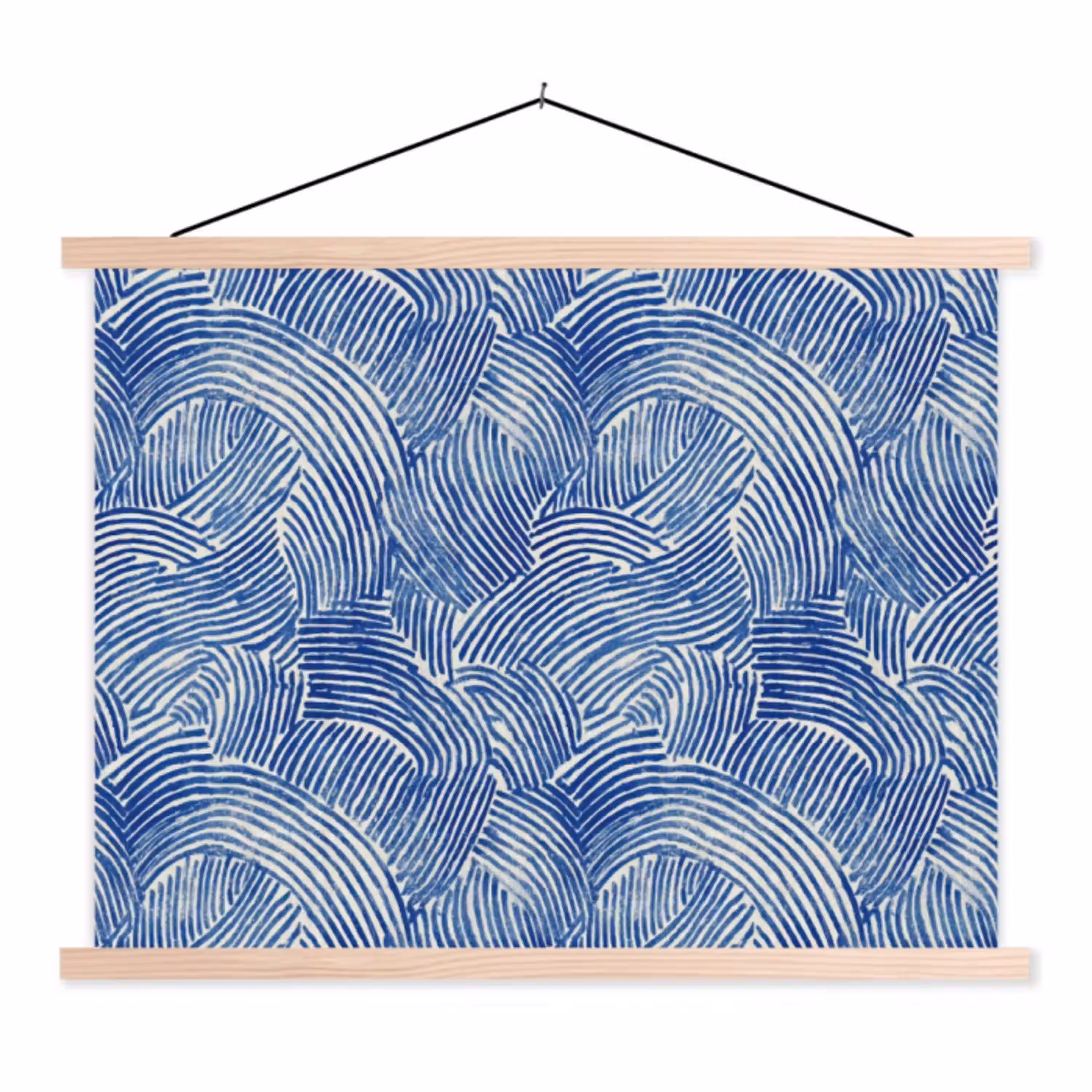 Modern - Abstract - Blauw textielposter latten blank klein 122 -3d