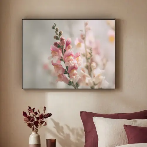 Bloem - Leeuwenbek - Roze - Stengel Textielframe zwart klein -sfeer1